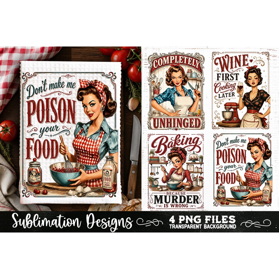 Funny Kitchen Towel 4 PNG Retro Wife PNG Sublimation 3