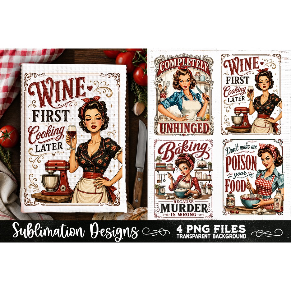 Funny Kitchen Towel 4 PNG Retro Wife PNG Sublimation 4