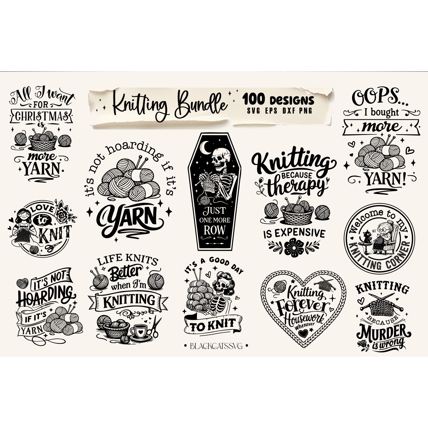 Funny Knitting SVG Bundle, Knitting Bundle 100 designs, Knit 2