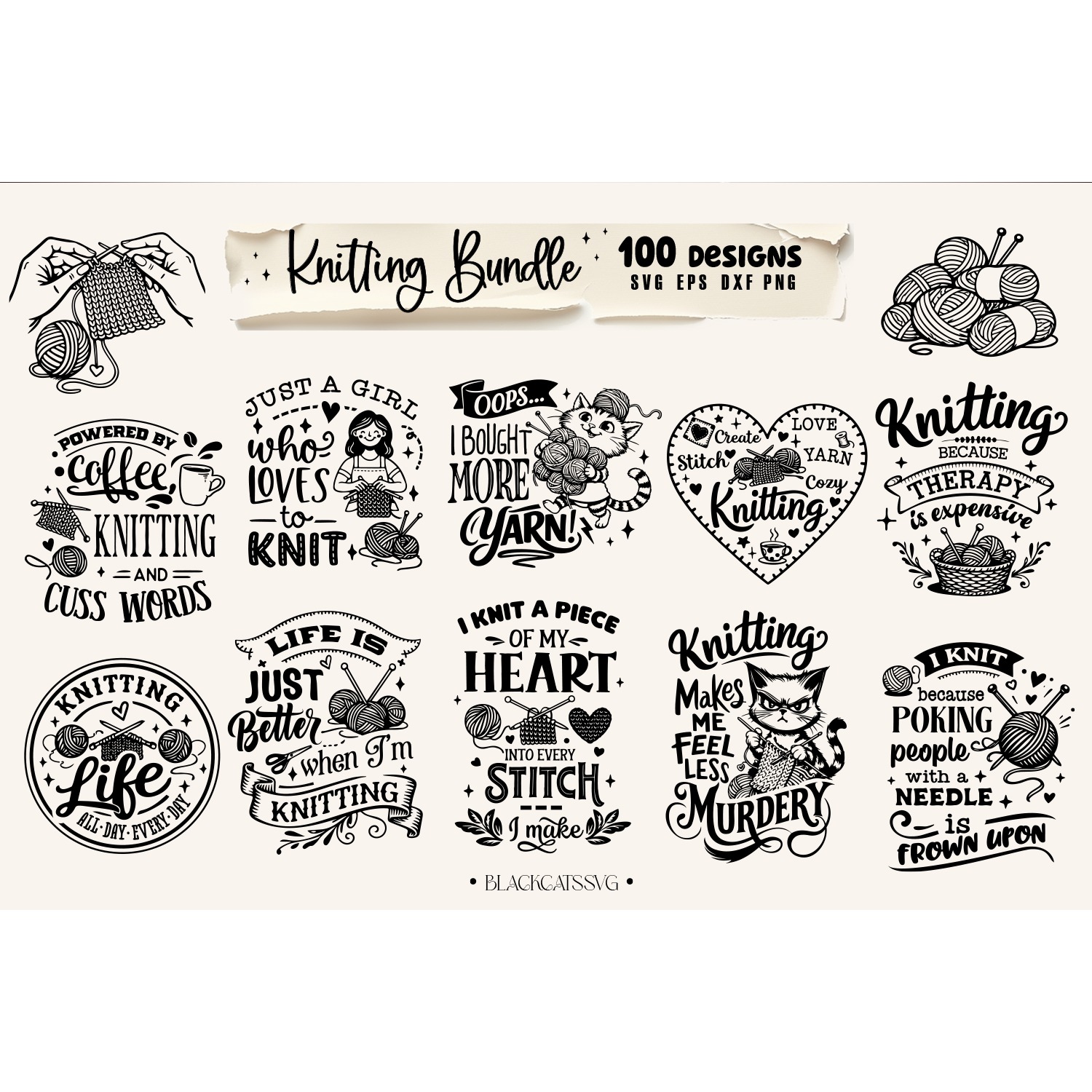 Funny Knitting SVG Bundle, Knitting Bundle 100 designs, Knit 5