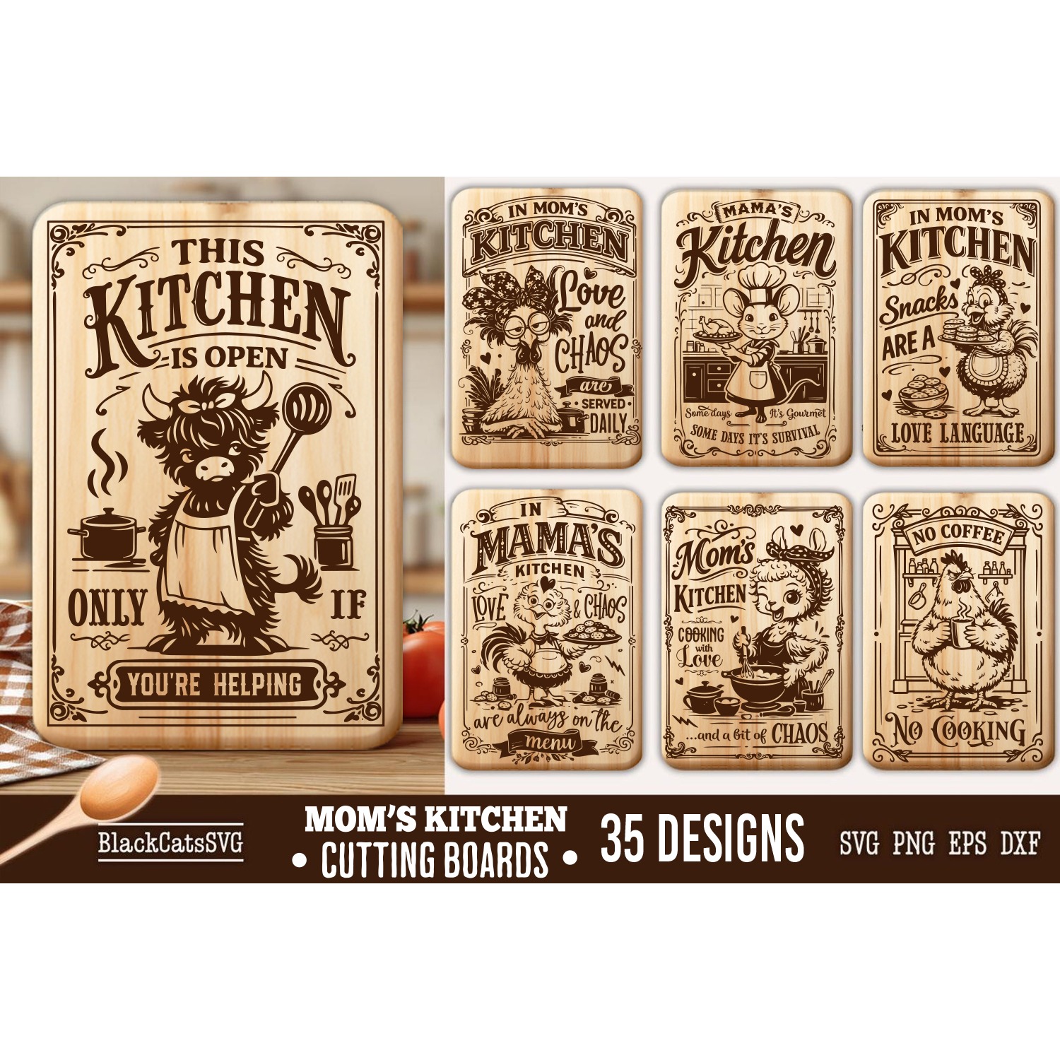Funny Mama's Kitchen Cutting Board SVG Bundle 35 designs 6