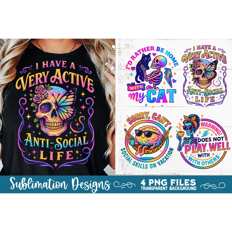 Funny Sarcastic Antisocial Retro PNG Sublimation