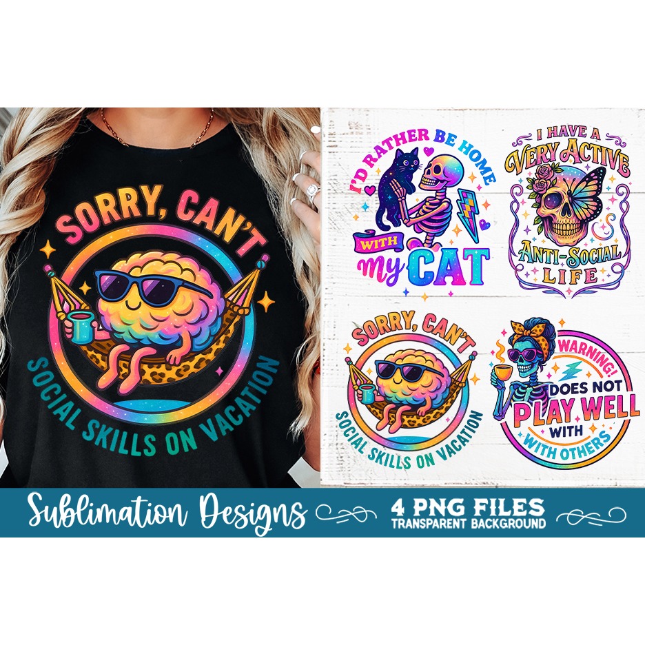 Funny Sarcastic Antisocial Retro PNG Sublimation 4