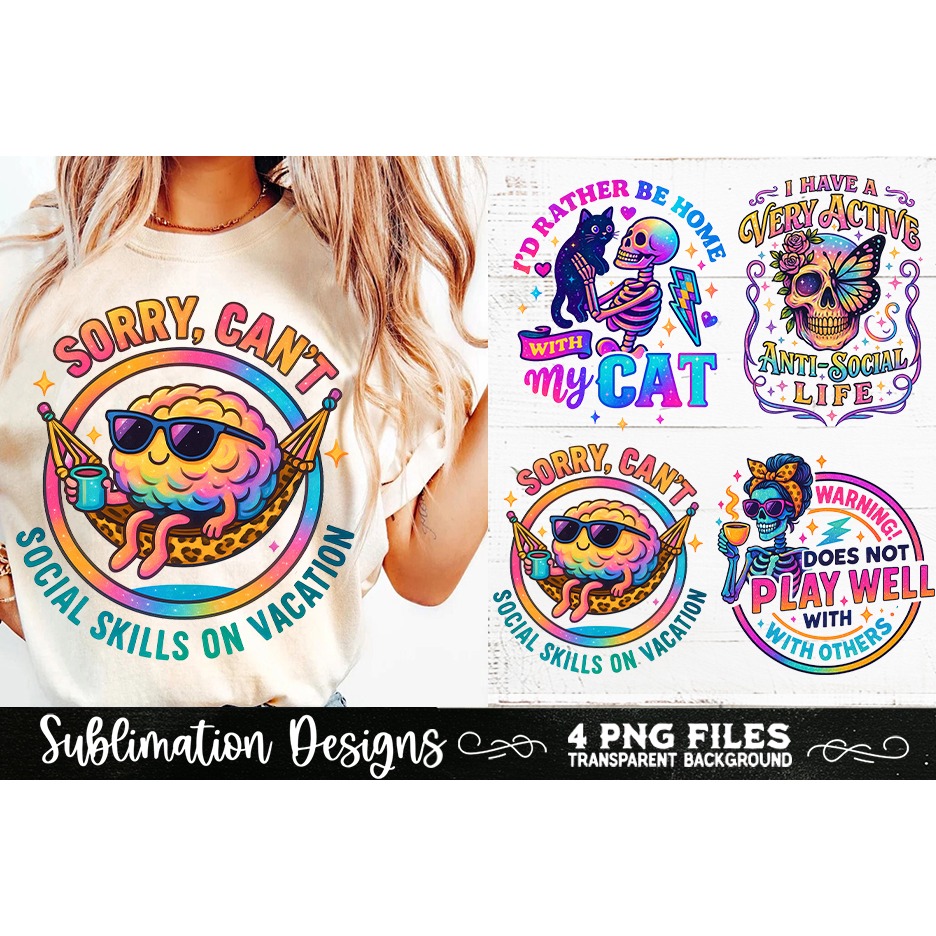 Funny Sarcastic Antisocial Retro PNG Sublimation 5