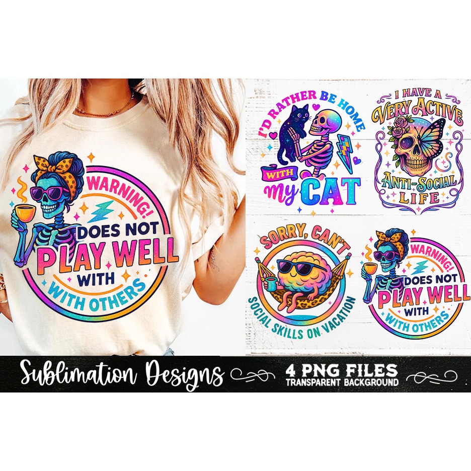 Funny Sarcastic Antisocial Retro PNG Sublimation 6