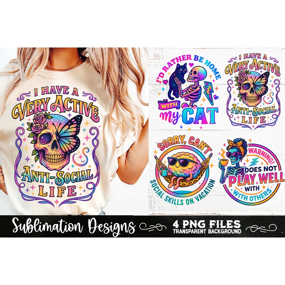 Funny Sarcastic Antisocial Retro PNG Sublimation 7