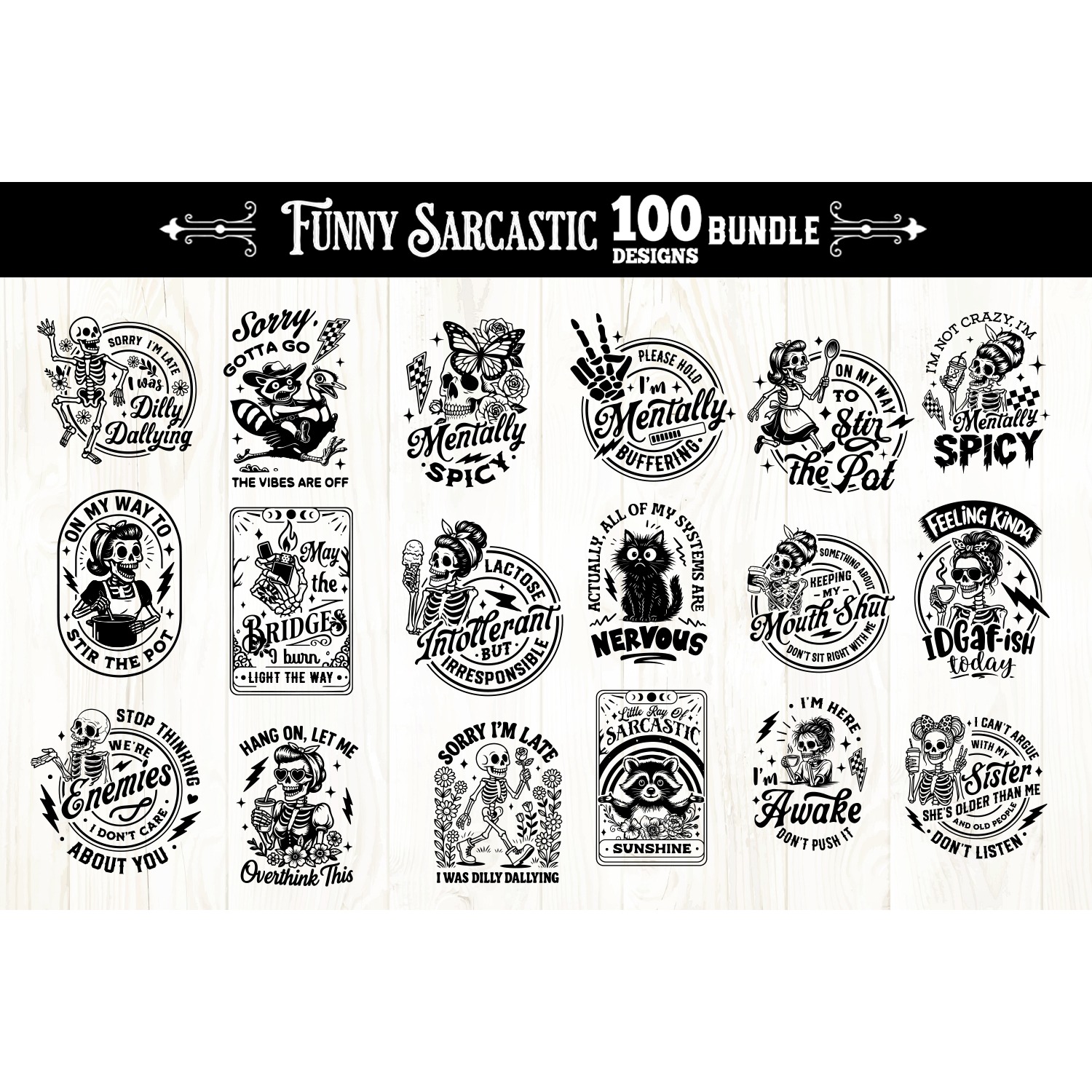 Funny Sarcastic skulls svg, Snarky skull svg bundle 100 file 2