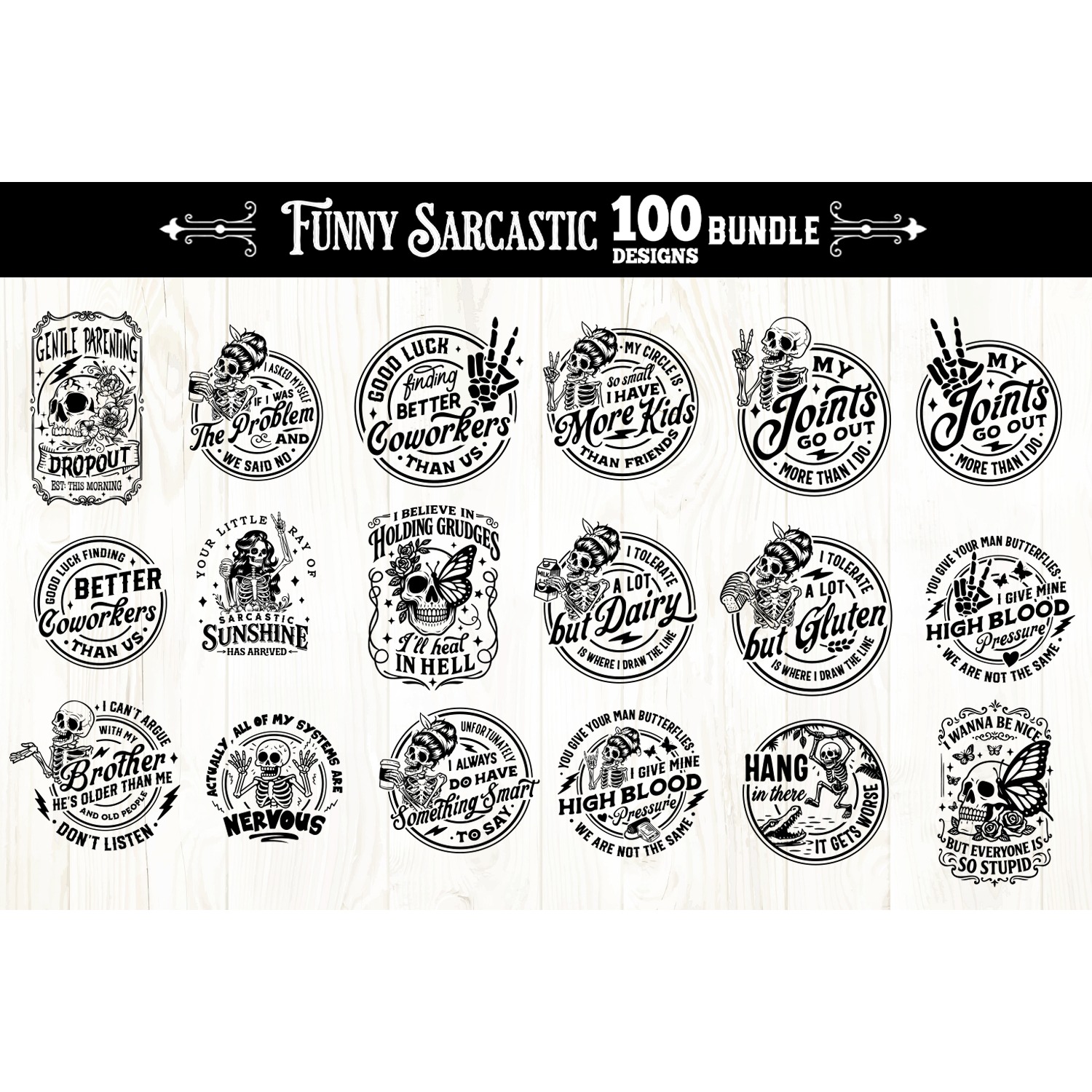 Funny Sarcastic skulls svg, Snarky skull svg bundle 100 file 4