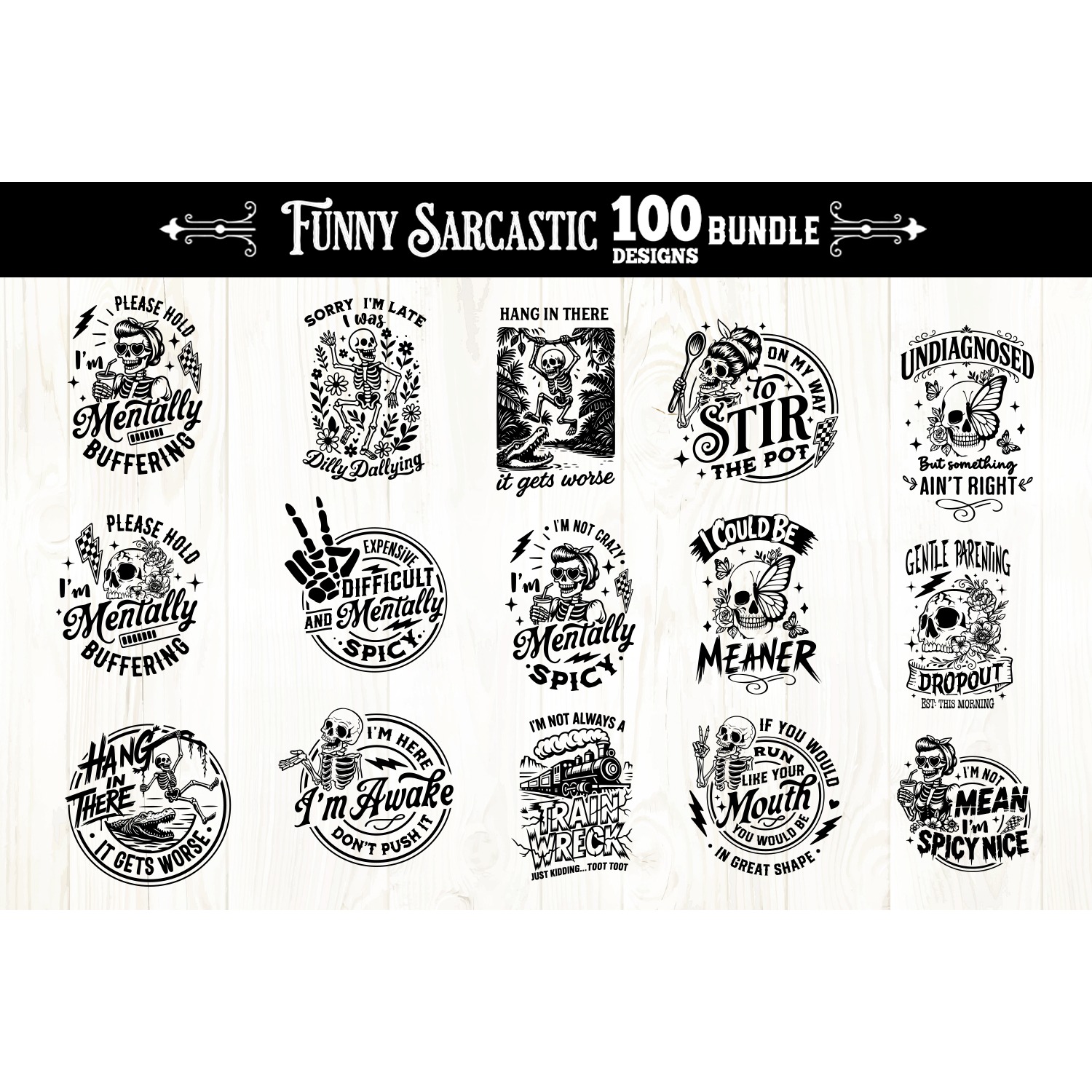 Funny Sarcastic skulls svg, Snarky skull svg bundle 100 file 5