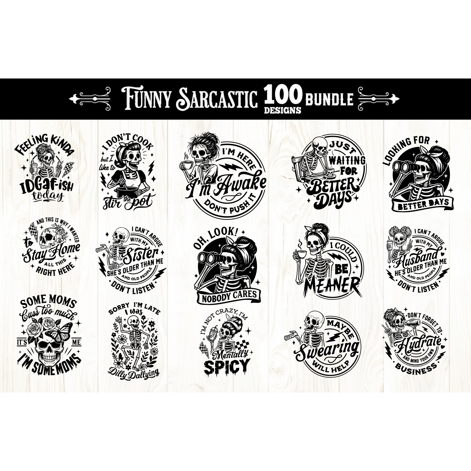 Funny Sarcastic skulls svg, Snarky skull svg bundle 100 file 6