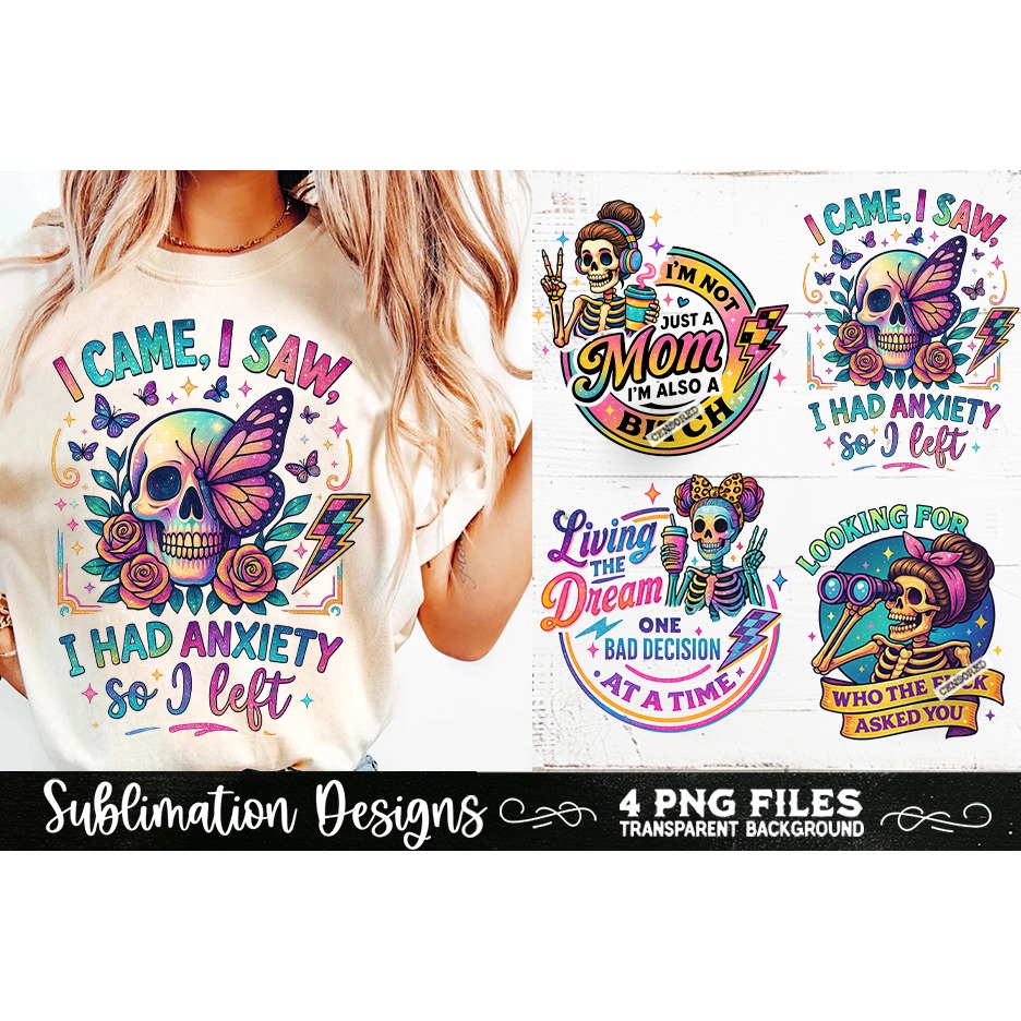 Funny Skeletons Sarcastic Adult humor Retro PNG Sublimation (2)