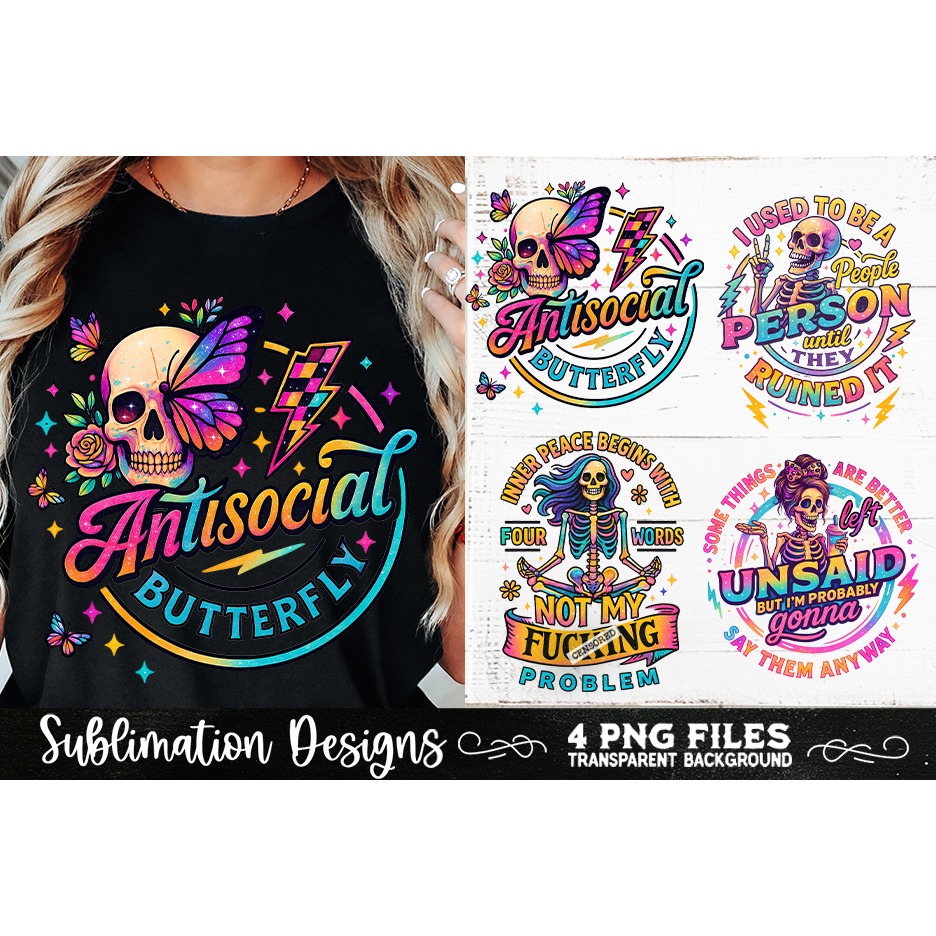 Funny Skeletons Sarcastic Adult humor Retro PNG Sublimation (9)