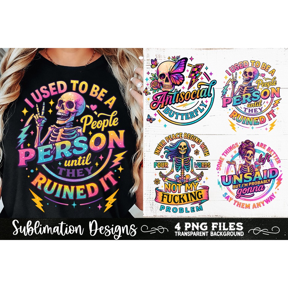 Funny Skeletons Sarcastic Adult humor Retro PNG Sublimation (9) 2