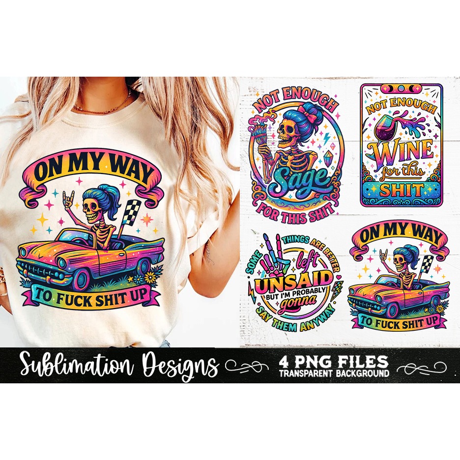 Funny Skeletons Sarcastic Adult humor Retro PNG Sublimation (10) 3