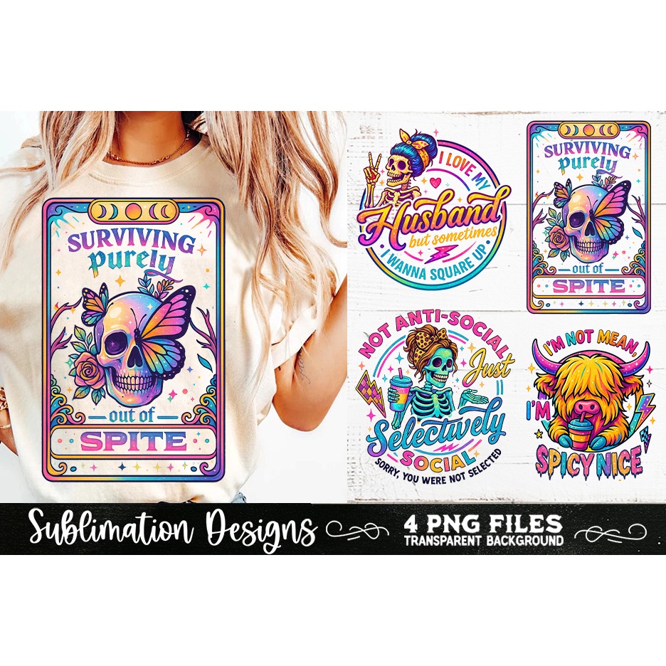 Funny Skeletons Sarcastic Adult humor Retro PNG Sublimation (4) 3