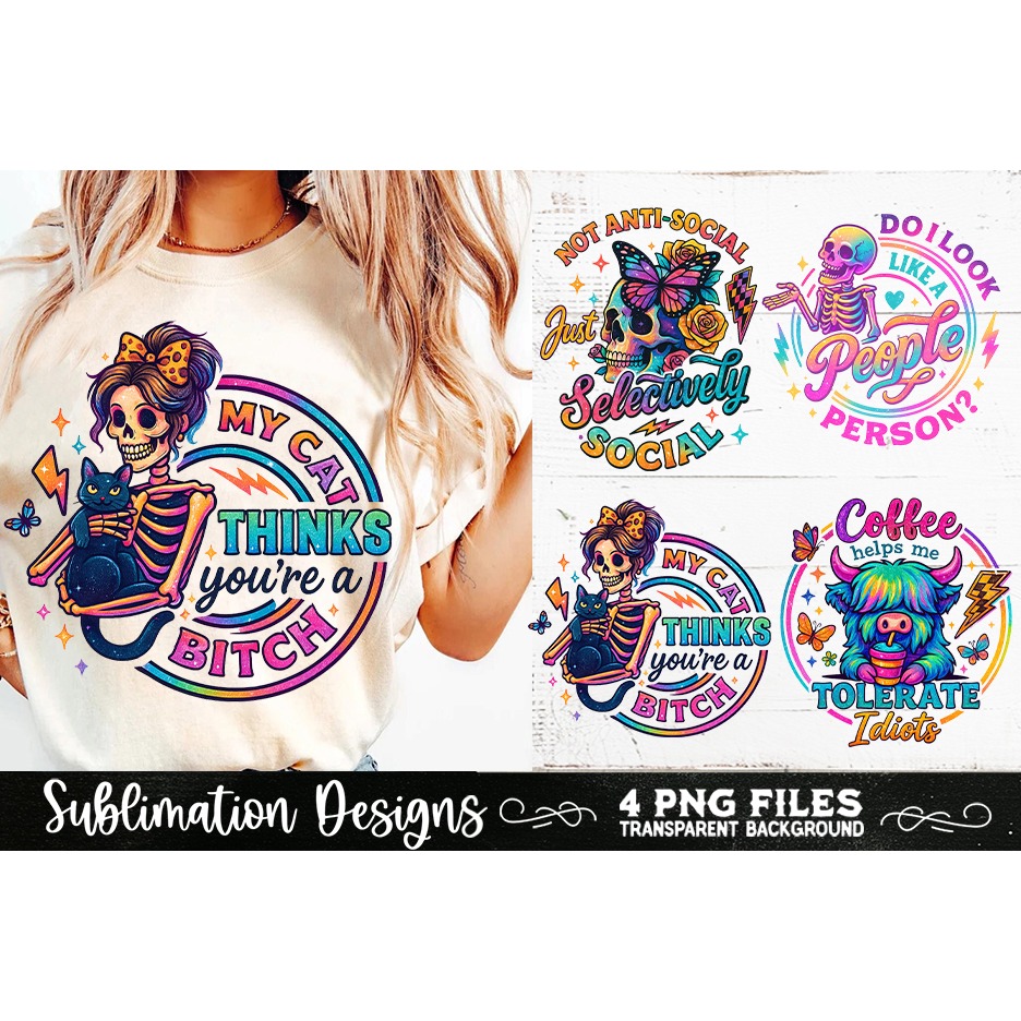 Funny Skeletons Sarcastic Adult humor Retro PNG Sublimation (6) 3