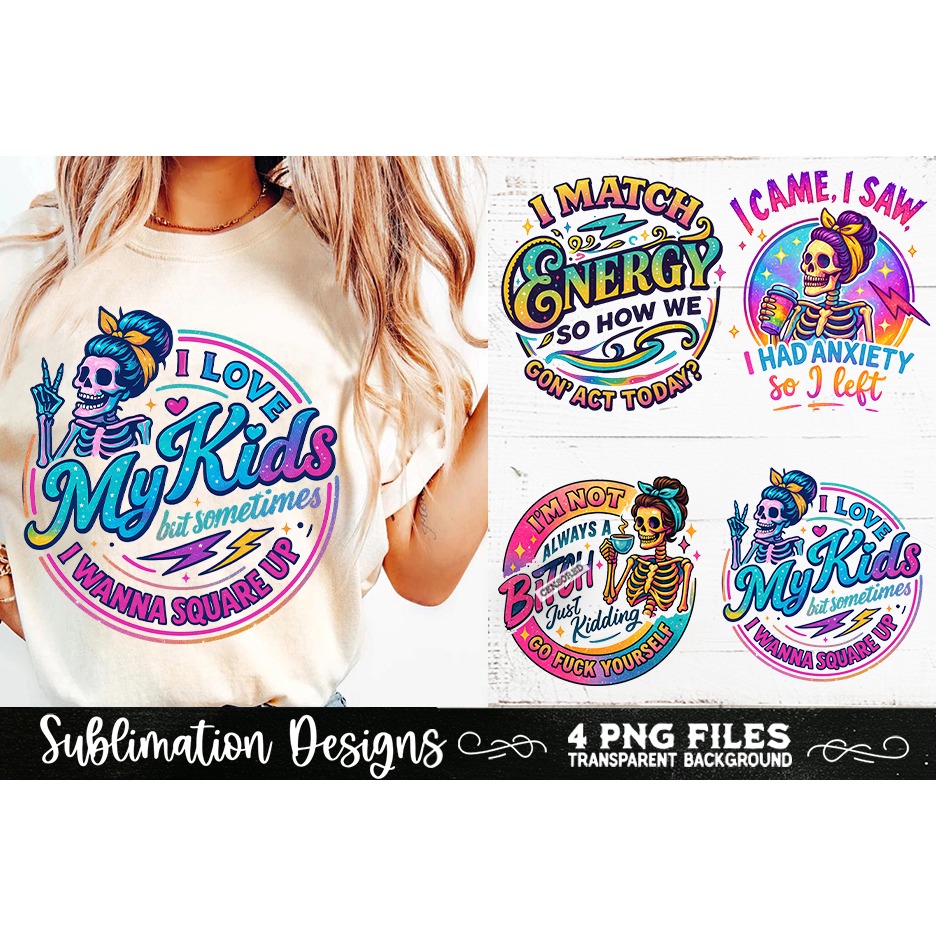 Funny Skeletons Sarcastic Adult humor Retro PNG Sublimation 5