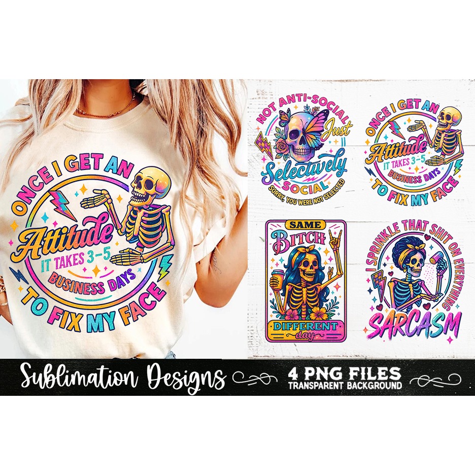Funny Skeletons Sarcastic Adult humor Retro PNG Sublimation (5) 5