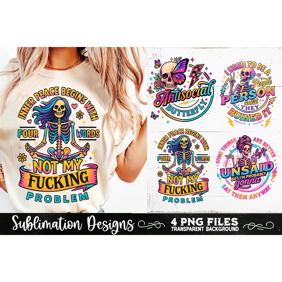 Funny Skeletons Sarcastic Adult humor Retro PNG Sublimation (9) 5