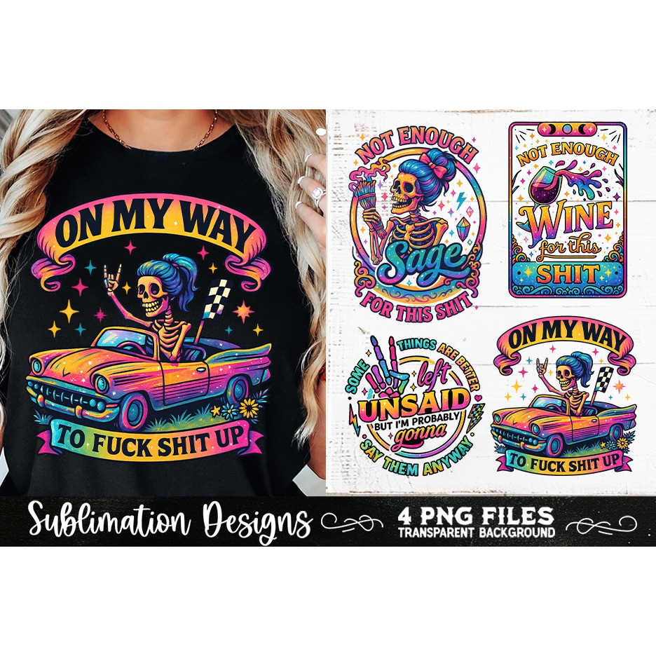 Funny Skeletons Sarcastic Adult humor Retro PNG Sublimation (10) 6