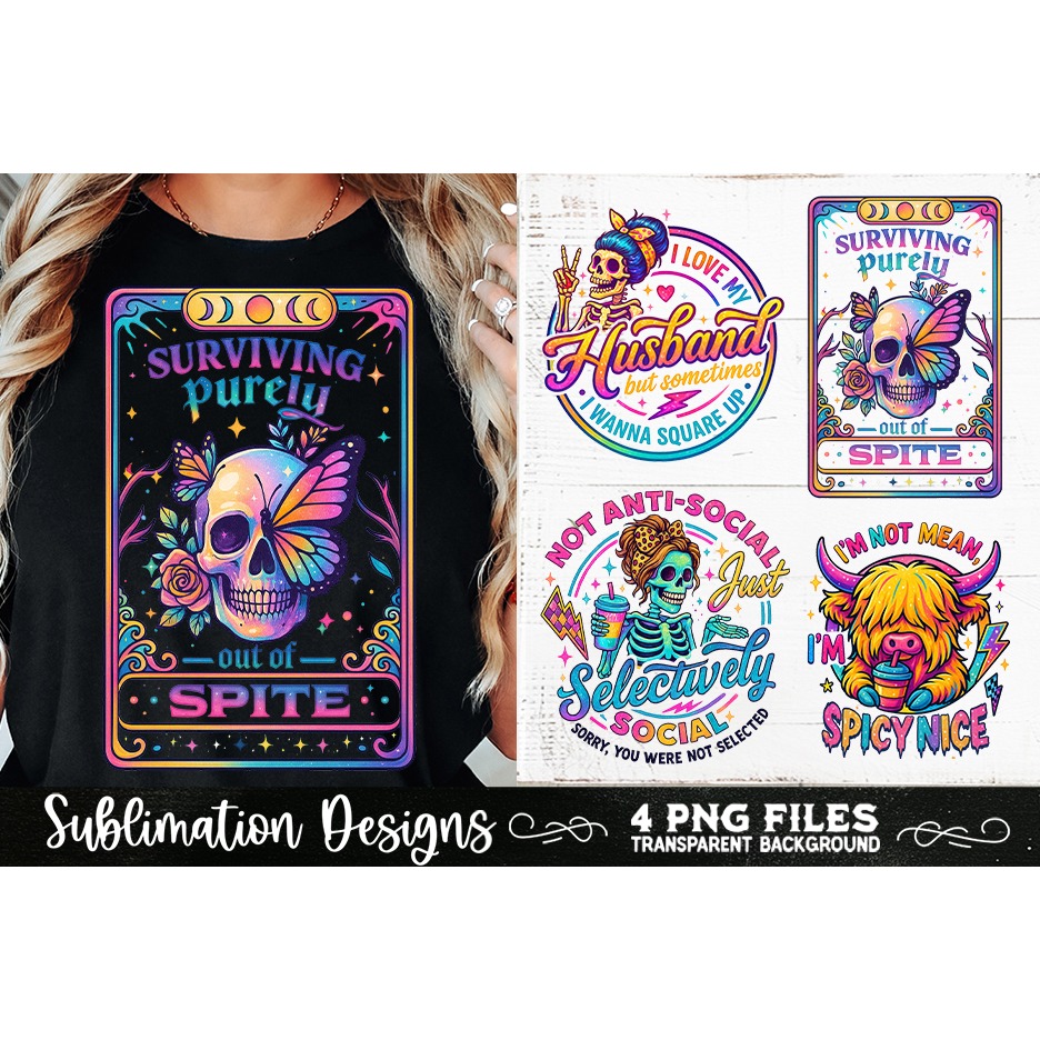 Funny Skeletons Sarcastic Adult humor Retro PNG Sublimation (4) 6