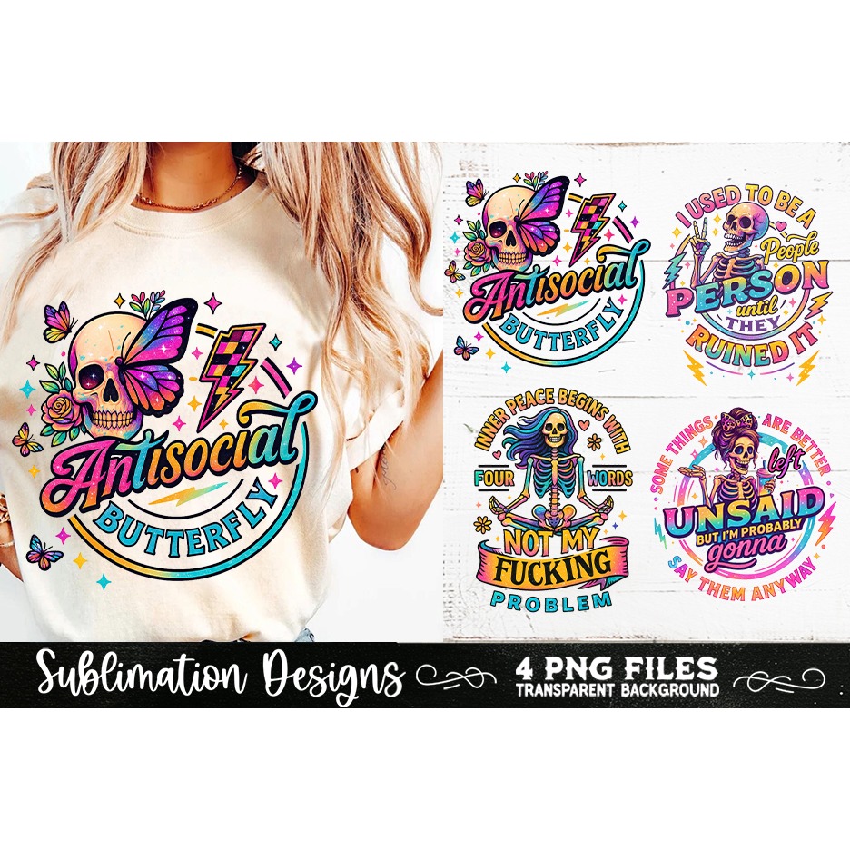 Funny Skeletons Sarcastic Adult humor Retro PNG Sublimation (9) 6