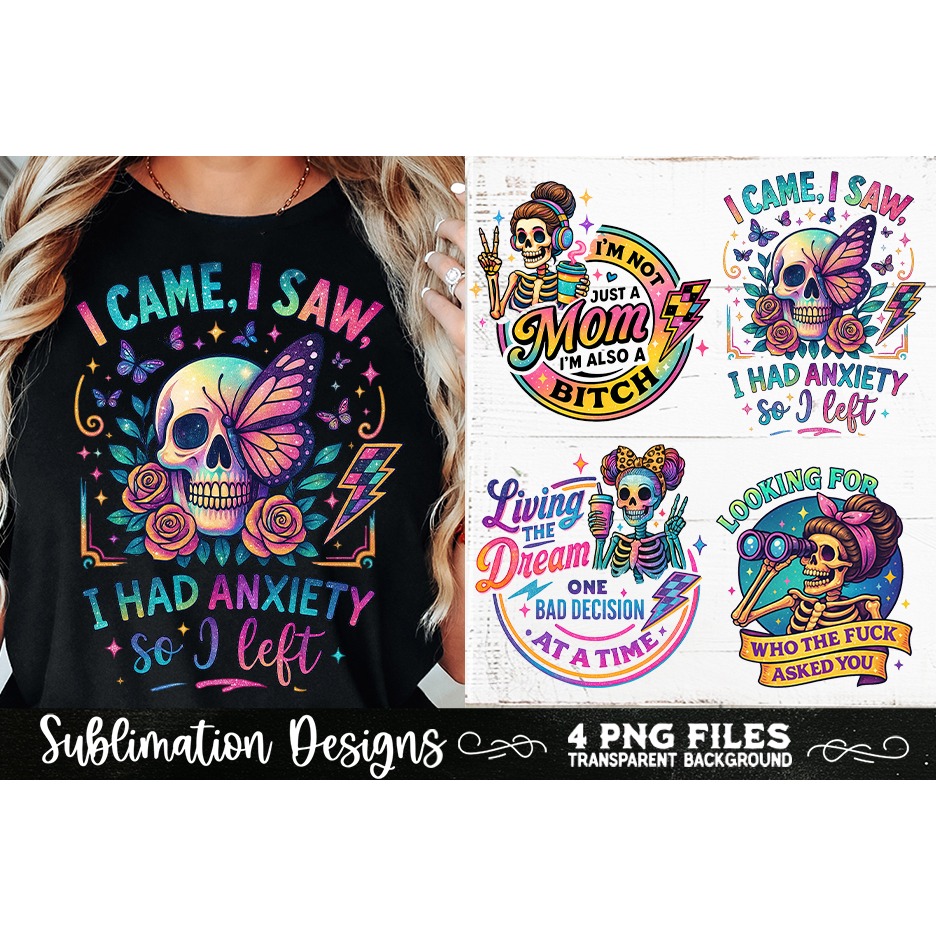 Funny Skeletons Sarcastic Adult humor Retro PNG Sublimation (2) 7