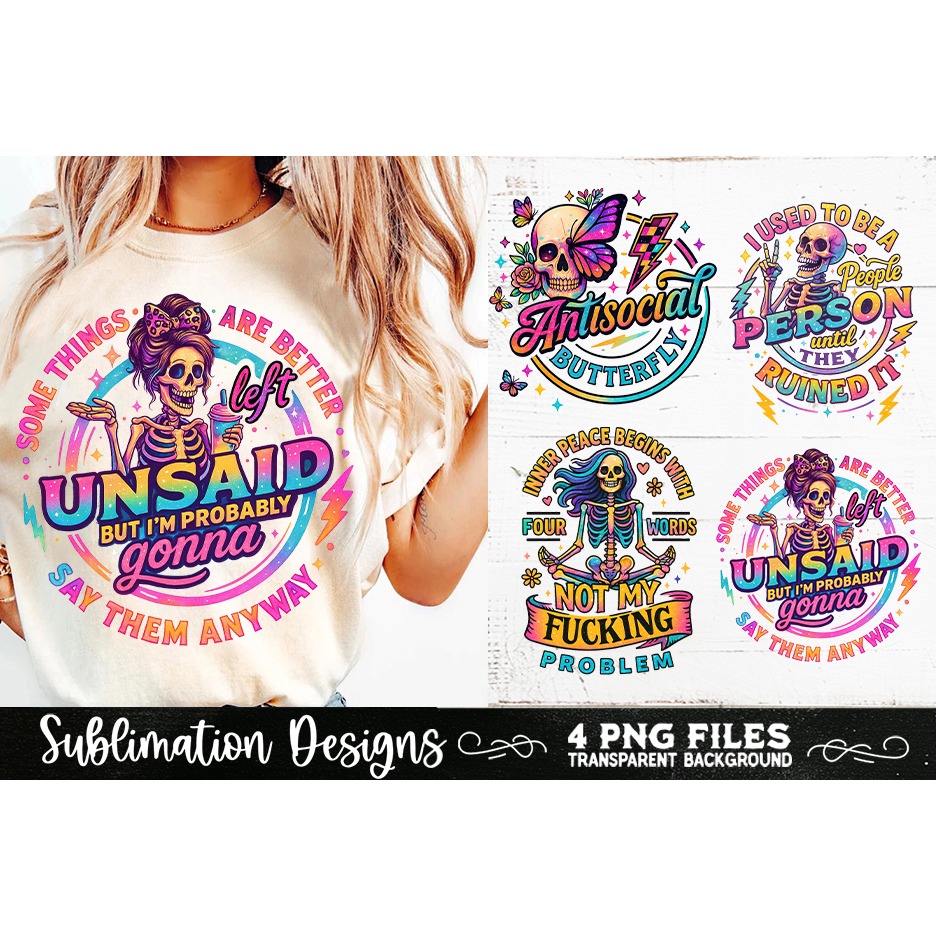 Funny Skeletons Sarcastic Adult humor Retro PNG Sublimation (9) 7