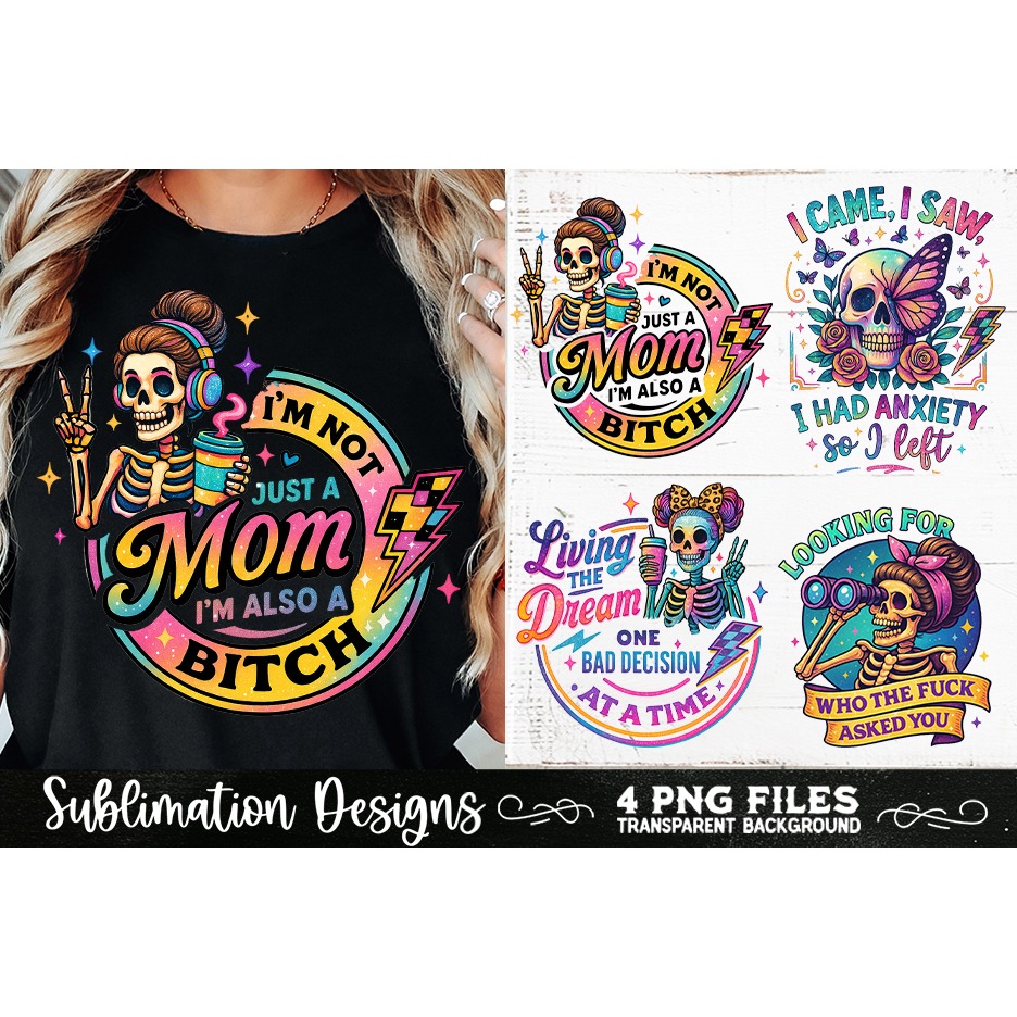 Funny Skeletons Sarcastic Adult humor Retro PNG Sublimation (2) 8