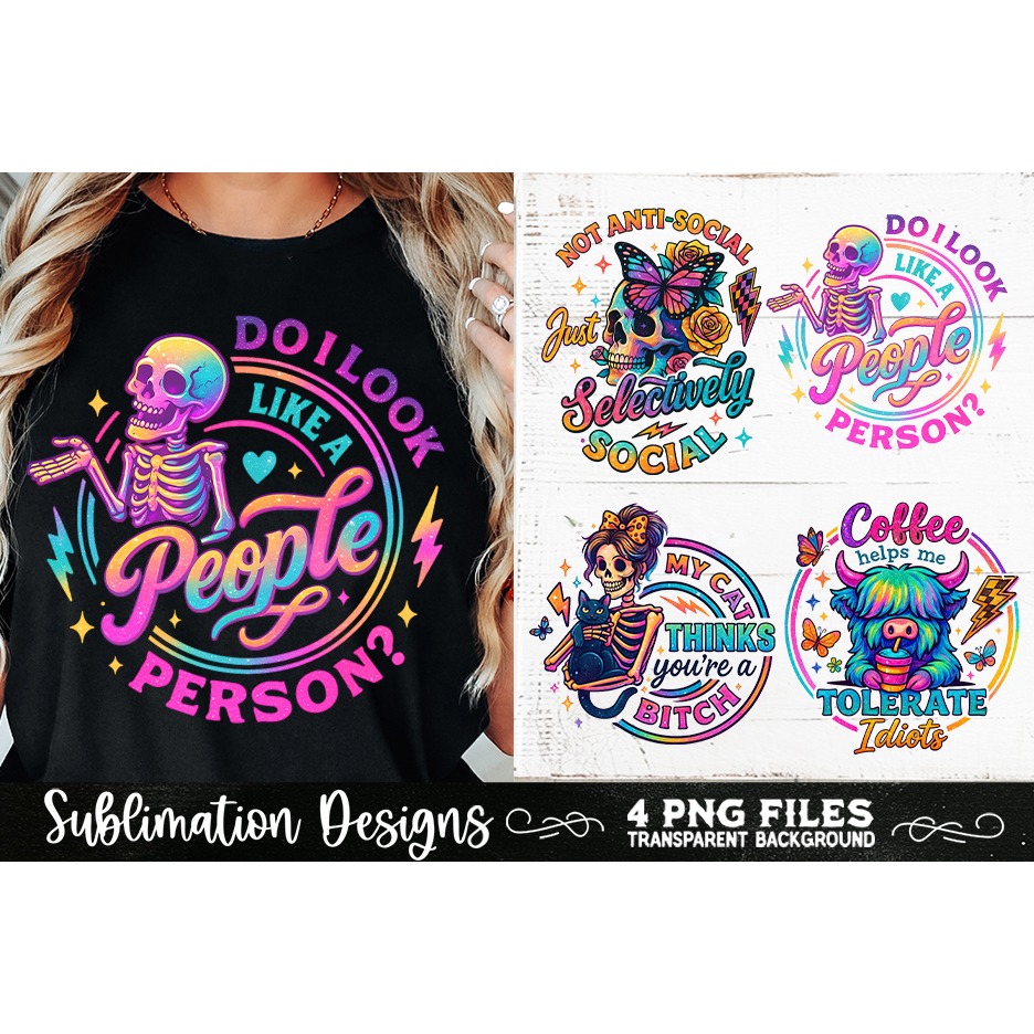 Funny Skeletons Sarcastic Adult humor Retro PNG Sublimation (6) 8