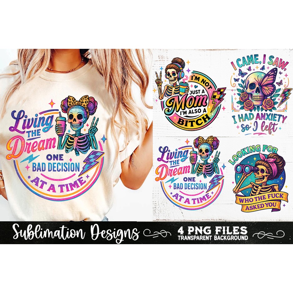 Funny Skeletons Sarcastic Adult humor Retro PNG Sublimation (2) 9