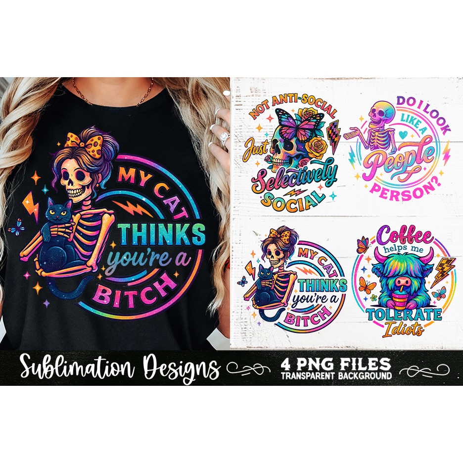 Funny Skeletons Sarcastic Adult humor Retro PNG Sublimation (6) 9