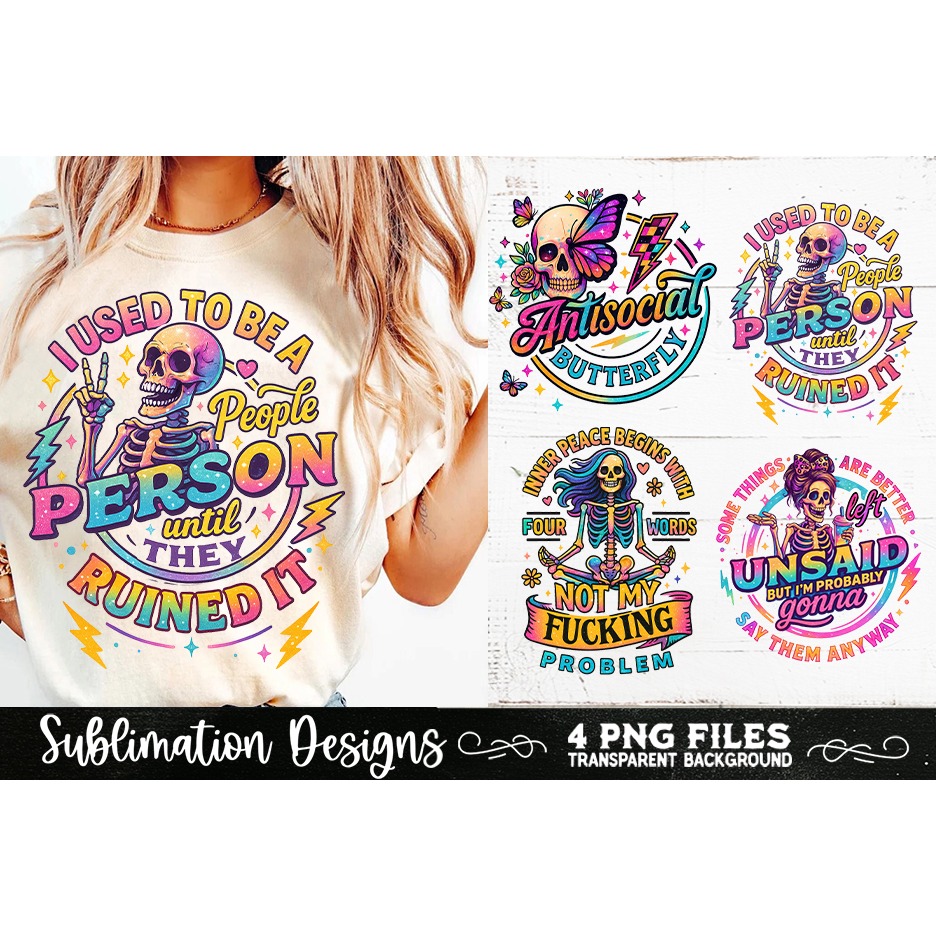 Funny Skeletons Sarcastic Adult humor Retro PNG Sublimation (9) 9
