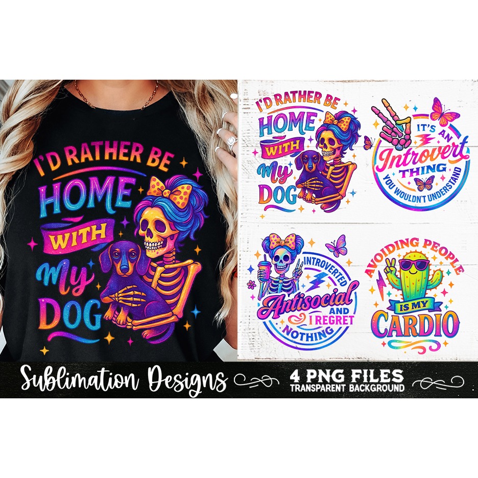 Funny Skeletons Sarcastic Antisocial Retro PNG Sublimation 7
