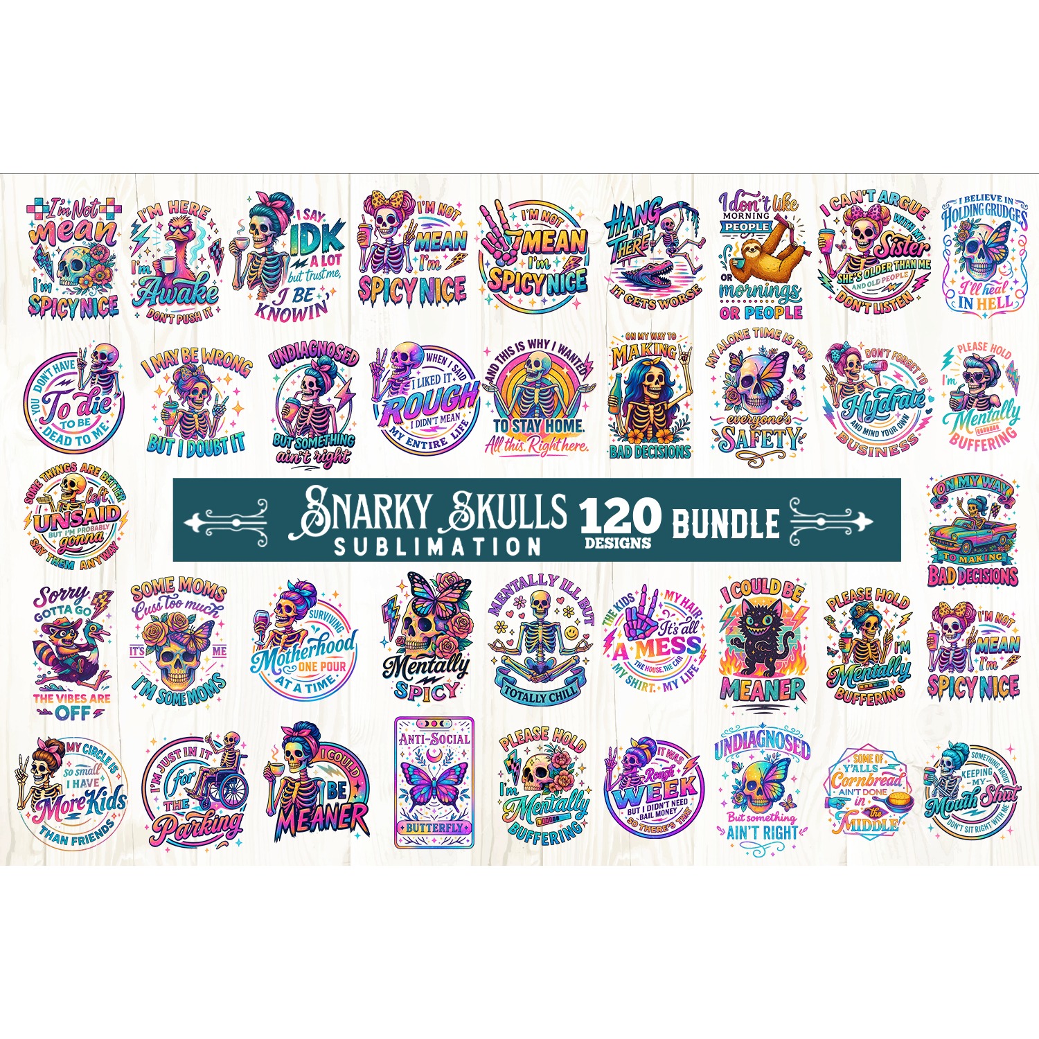 Funny Skeletons Sarcastic Retro 120 PNG Sublimation