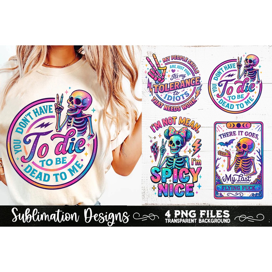 Funny Skeletons Sarcastic Retro PNG Sublimation