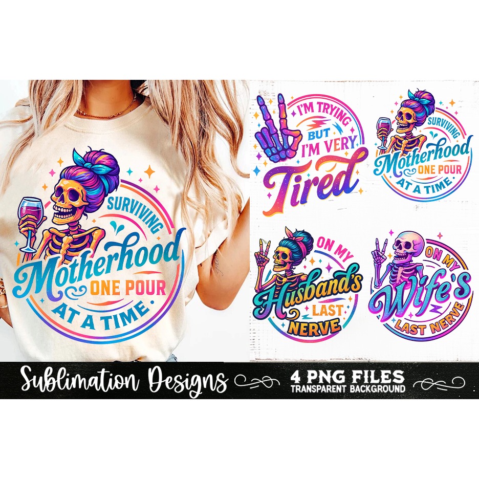 Funny Skeletons Sarcastic Retro PNG Sublimation (10) 4