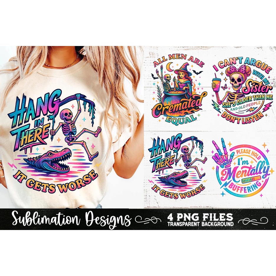 Funny Skeletons Sarcastic Retro PNG Sublimation (11)