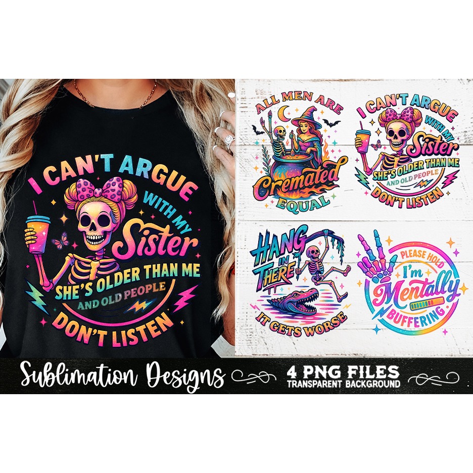 Funny Skeletons Sarcastic Retro PNG Sublimation (11) 7