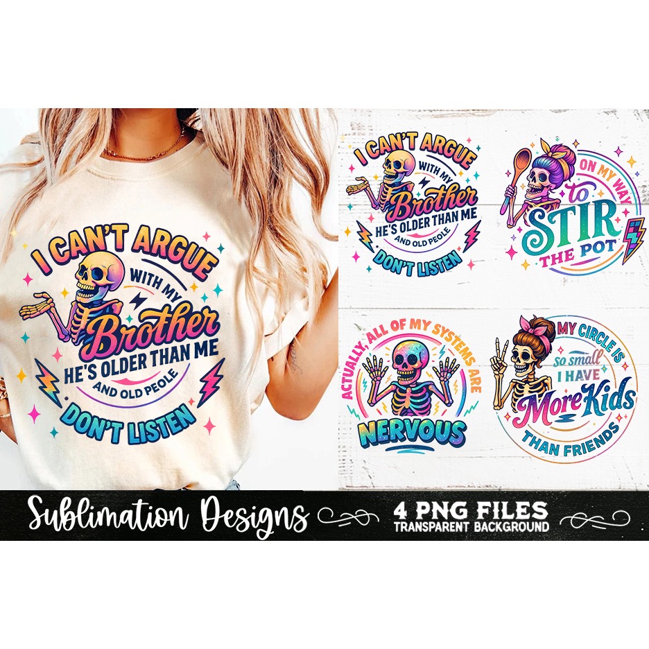 Funny Skeletons Sarcastic Retro PNG Sublimation (12)