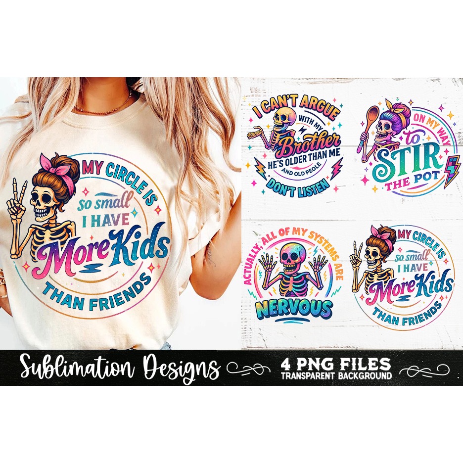 Funny Skeletons Sarcastic Retro PNG Sublimation (12) 3