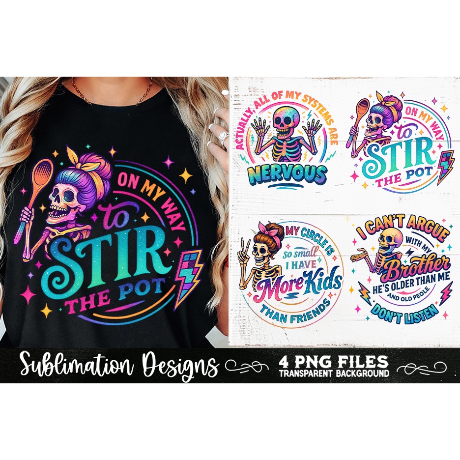 Funny Skeletons Sarcastic Retro PNG Sublimation (12) 4