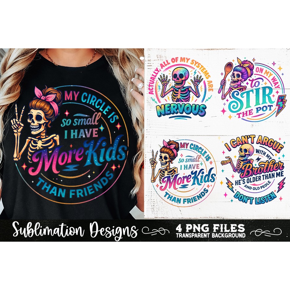 Funny Skeletons Sarcastic Retro PNG Sublimation (12) 5