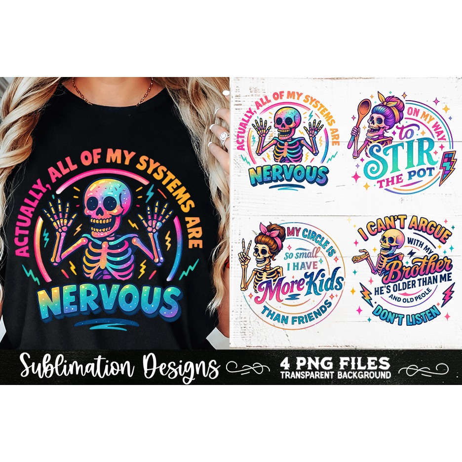 Funny Skeletons Sarcastic Retro PNG Sublimation (12) 6