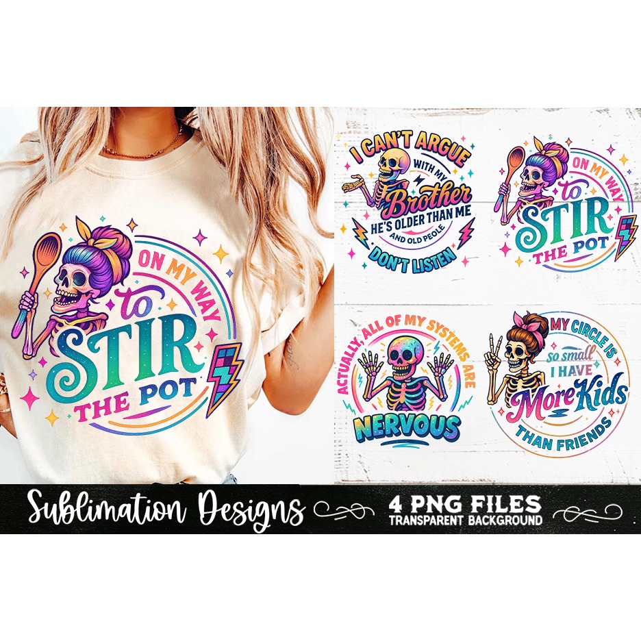 Funny Skeletons Sarcastic Retro PNG Sublimation (12) 7