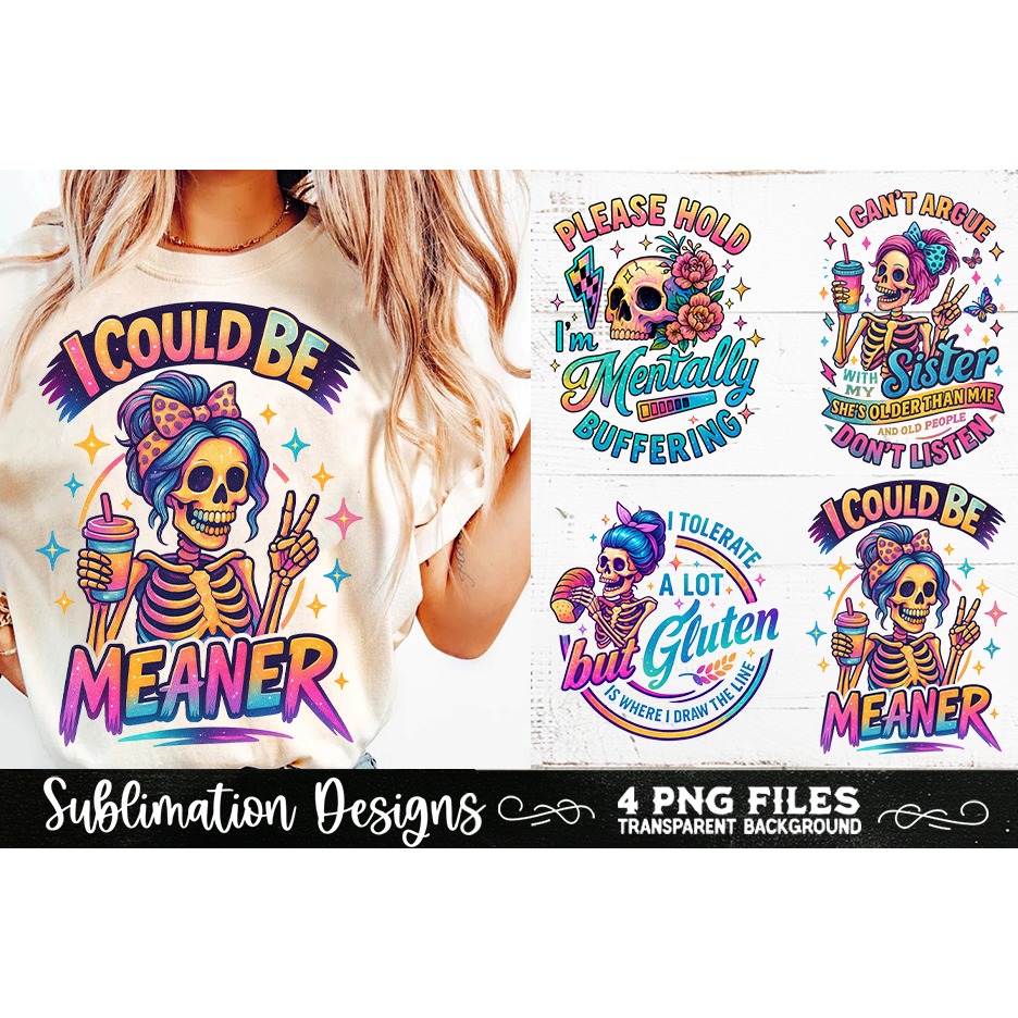 Funny Skeletons Sarcastic Retro PNG Sublimation (13) 3