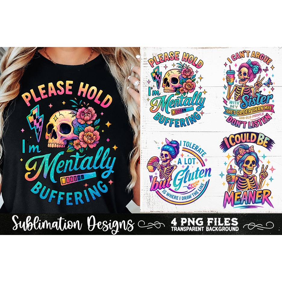 Funny Skeletons Sarcastic Retro PNG Sublimation (13) 5