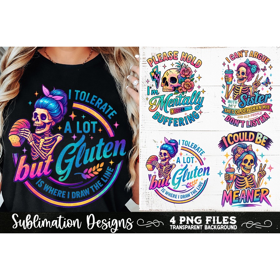 Funny Skeletons Sarcastic Retro PNG Sublimation (13) 7