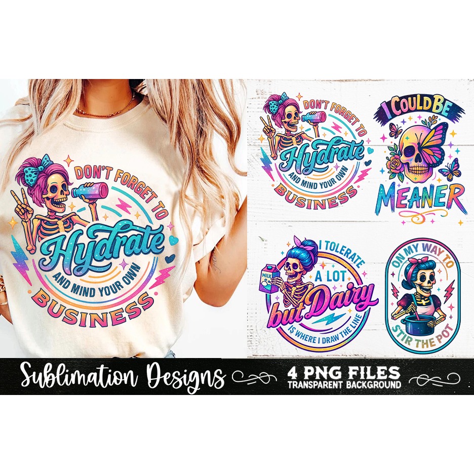 Funny Skeletons Sarcastic Retro PNG Sublimation (14)