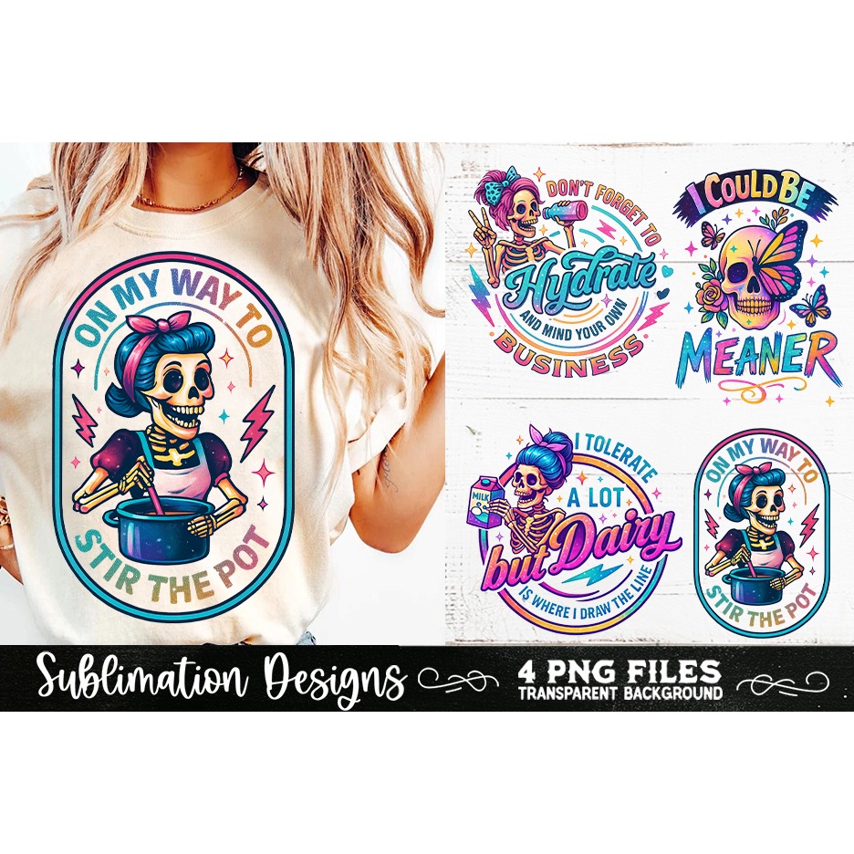Funny Skeletons Sarcastic Retro PNG Sublimation (14) 3